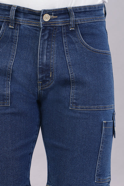 Men Denim Cargo Shorts