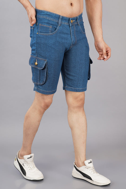 Men Denim Cargo Shorts