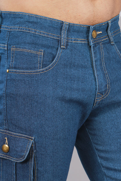 Men Denim Cargo Shorts